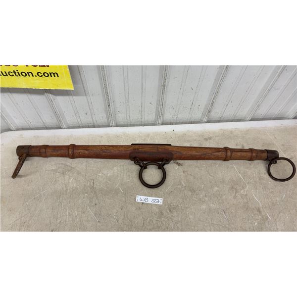 Antique Wooden and Cast Iron Tree Yoke for Horse Wagon or Carriage, Marked 1651 MM, 45" Long