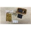 Image 1 : Antique Glass Crystal Door Knobs, Plates, and Mortise Locks, Set of Three with Box