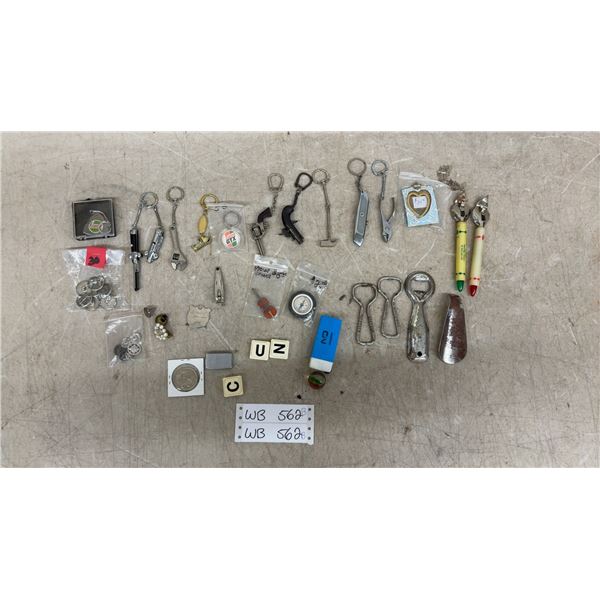 Vintage Pins, Key Chains, CN Flashlight, Buttons, Shoe Horns, Bottle Openers Advertising, Tire