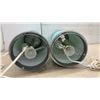Image 3 : Pair of Teal Cylindrical Table Lamps with Silver-Tone Metal Accents, 19" High