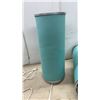 Image 4 : Pair of Teal Cylindrical Table Lamps with Silver-Tone Metal Accents, 19" High
