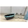 Image 2 : Vintage Ceramic Oil and Vinegar Cruet Set, Drip Glaze Planter, Glass Oil Lamps, Teacup & Saucer Set