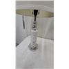 Image 2 : Pair of White Marble Table Lamps with Chrome Accents and White Drum Shades