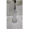 Image 4 : Pair of White Marble Table Lamps with Chrome Accents and White Drum Shades