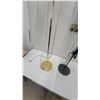 Image 4 : Brass Swing-Arm Floor Lamp and Black Floor Lamp with Woven Rattan Shade