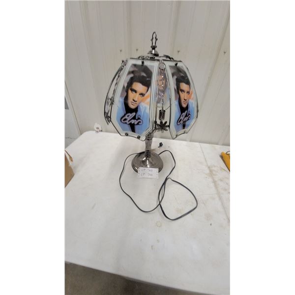 Elvis Presley Touch Lamp with Paneled Glass Shade and Chrome Base
