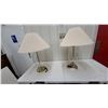 Image 1 : Pair of Mid-Century Modern Brass and Lucite Table Lamps with Pleated Shades
