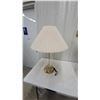 Image 2 : Pair of Mid-Century Modern Brass and Lucite Table Lamps with Pleated Shades