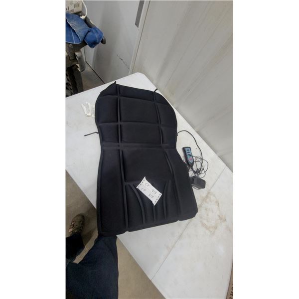 Black Heated Vibrating Massage Seat Cushion with Wired Remote Control and AC Adapter New