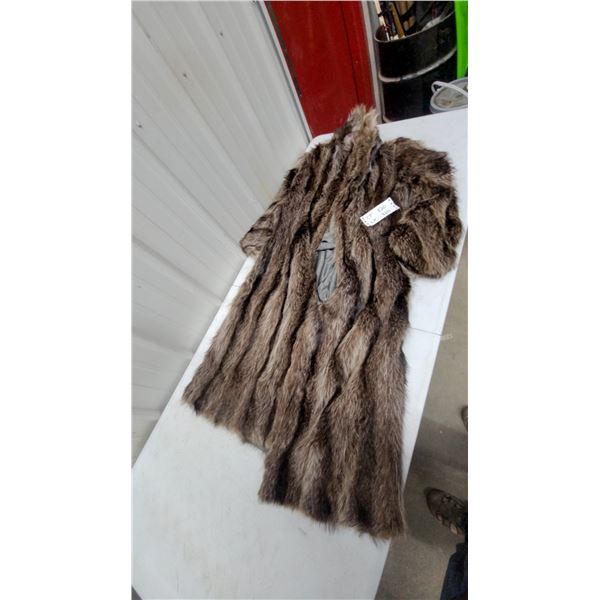 Full-Length Coyote Fur Coat with Grey Lining