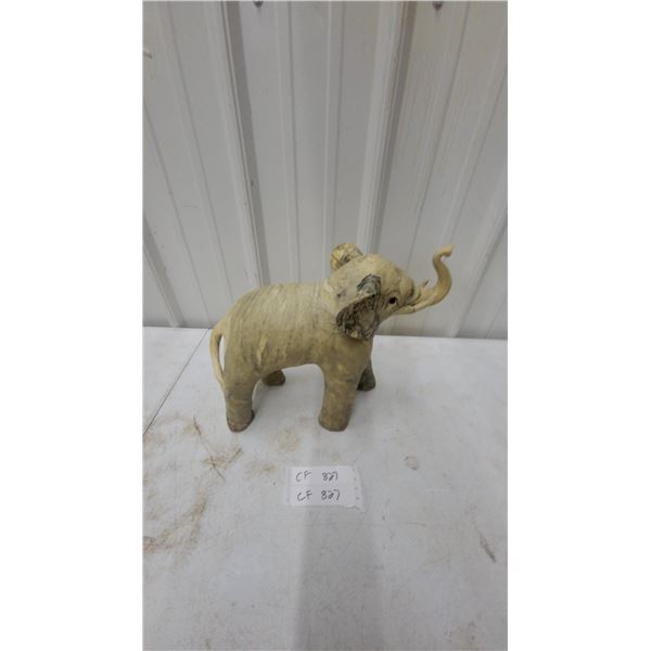 Decorative Elephant Figurine with Raised Trunk, Composite Material 12" Tall