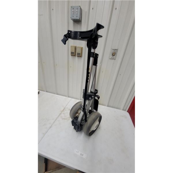 Folding Two-Wheel Golf Bag Push Cart with Aluminum Frame and Securing Strap