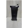 Image 1 : Black Rolling Salon Trolley Cart with Louvered Doors and Caster Wheels No Key