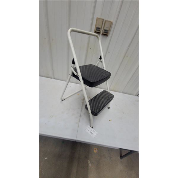 Cosco Two-Step Folding Steel Step Stool with White Frame and Black Textured Steps