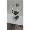 Image 1 : Cosco Two-Step Folding Steel Step Stool with White Frame and Black Textured Steps