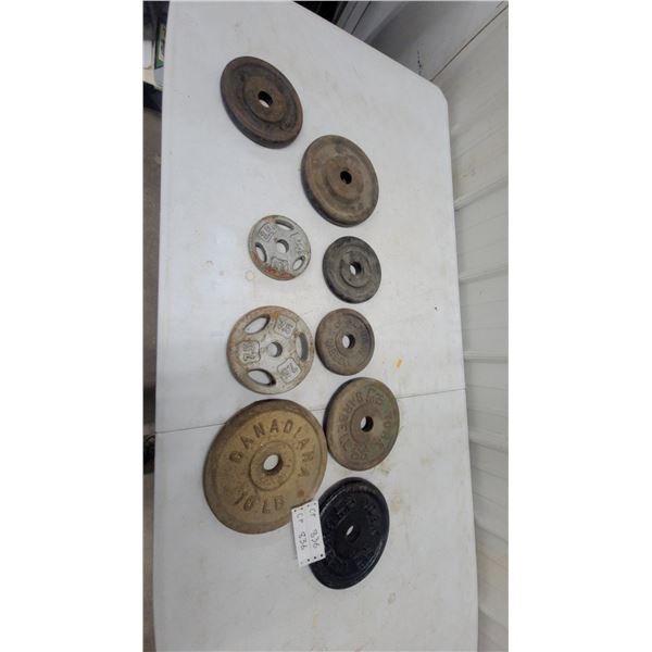 York Barbell, Canadiana, and Alpha Cast Iron Weight Plates, 2.5 to 10 Pounds, and More