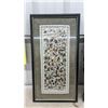 Image 2 : Framed Chinese Silk Embroidery with Festival Scene and Wolf Photo Clock Frame- Largest 27 x 14.5"