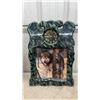 Image 4 : Framed Chinese Silk Embroidery with Festival Scene and Wolf Photo Clock Frame- Largest 27 x 14.5"