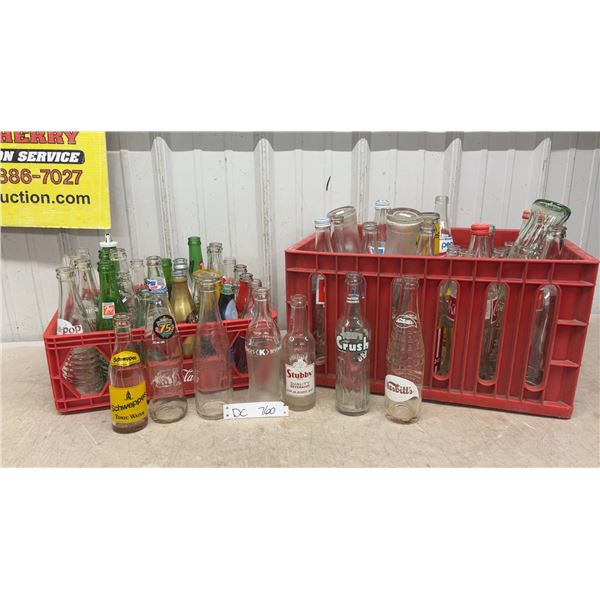 Vintage Pop Bottles: Schweppes Tonic Water Bottle, Stubby, Crush, Nesbitt's, 7UP, Pepsi, and More