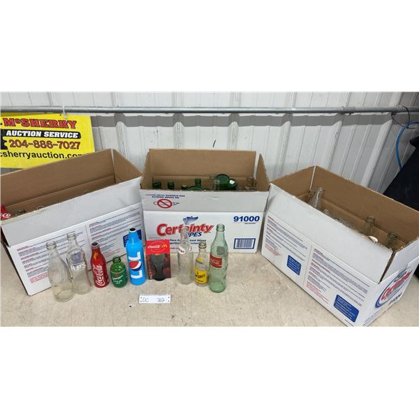 Vintage Coca-Cola, Pepsi, 7UP, Schweppes Glass Soda Bottles, Aluminum Bottles, and More