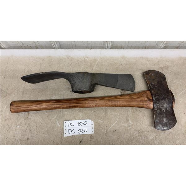 Pick Mattock Head and Double-Bit Axe with Wood Handle