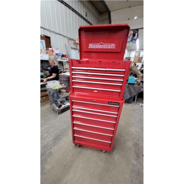 Mastercraft Two-Piece Rolling Tool Chest with Top Box and Bottom Cabinet