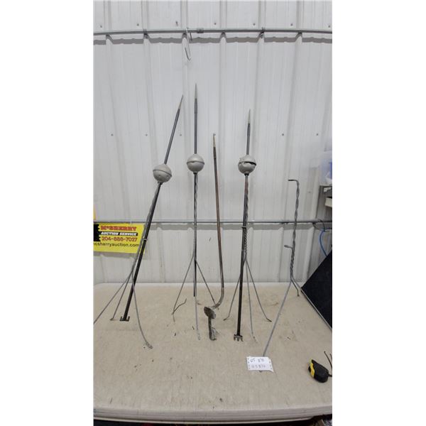 Vintage Lightning Rods with Spherical Fittings and Twisted Shafts, Set of Three and More