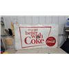 Image 1 : Vintage 1960s "Things Go Better with Coke" Coca-Cola Tin Advertising Sign Has a Hole Sign Size 35 x