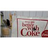 Image 4 : Vintage 1960s "Things Go Better with Coke" Coca-Cola Tin Advertising Sign Has a Hole Sign Size 35 x