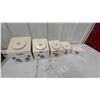 Image 1 : Vintage Speckled Ceramic Kitchen Canister Set with Blue Floral Design, Five Pieces