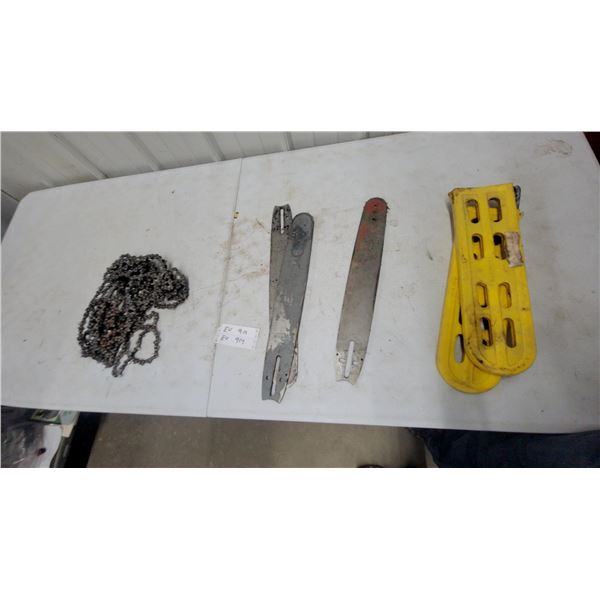 Chainsaw Guide Bars, Chains, and Yellow Bar Covers