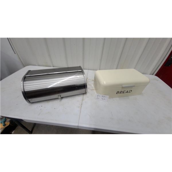 Cream Retro-Style Bread Box with Stainless Steel Roll-Top Bread Box