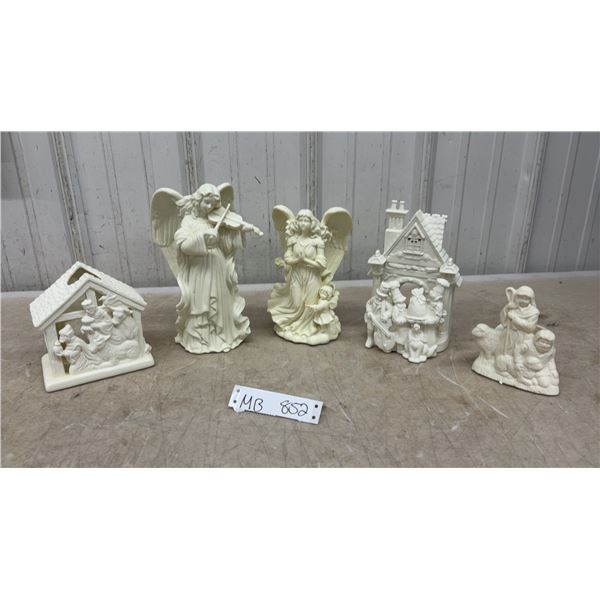 Lot of 5 White PartyLite Christmas Candle Holders