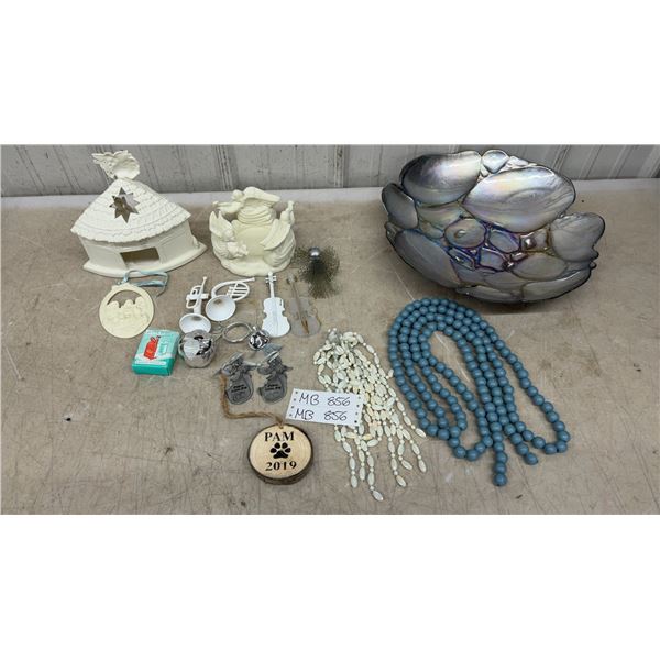 Iridescent Mother-Of-Pearl Style Decorative Bowl, Angel Figurines, Ornaments, and More