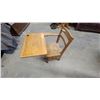 Image 4 : Vintage Oak Single-Student School Desk with Attached Chair and Inkwell Hole