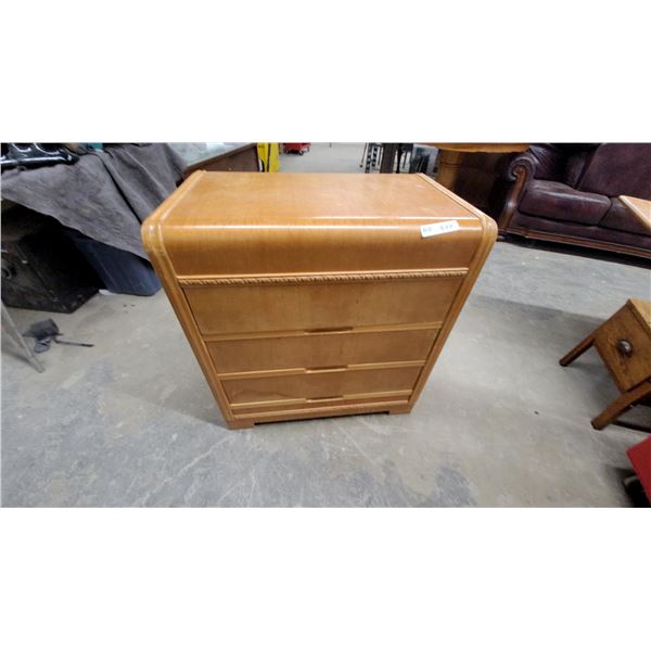 Art Deco Waterfall Front Chest of Drawers, Circa 1930s-1940s 32 x 17 x 30"