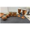 Image 5 : Copper Drinkware Set with Hammered Tray and Victorian-Style Beaded Glass Lamp, 13 1/2" H