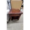 Image 2 : Cherry Finish End Table with Drawer and Open Shelf Storage