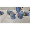 Image 2 : Vintage Japanese Hand-Painted Porcelain Tea Set with Tropical Landscape and Gold Trim 1920s