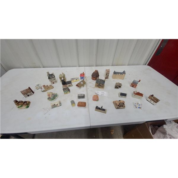 Collection of Miniature Ceramic and Resin Village Buildings and Structures, Approximately 30 Pieces
