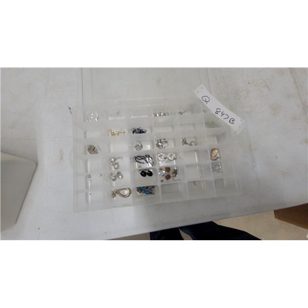 Collection of Costume Jewelry Earrings in Plastic Organizer Box