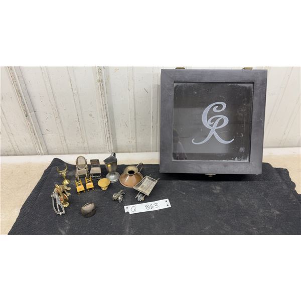 Crown Royal Glass-Top Display Box with Miniature Metal Figurines