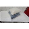 Image 3 : Set of Decorative Pillows, Blue and Grey Textured with Blue Swirl Pattern