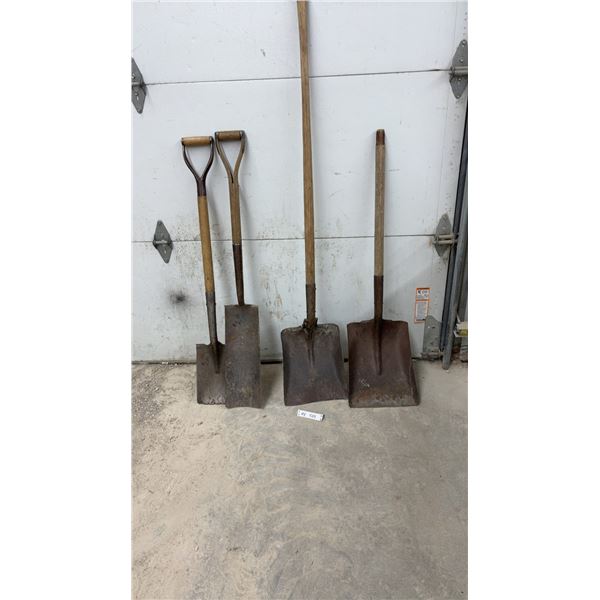 Lot of Four Vintage Utility Shovels with Wood Handles