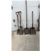 Image 1 : Lot of Four Vintage Utility Shovels with Wood Handles