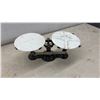 Image 7 : Denver Fire Clay Co. Laboratory Balance Scale with Ceramic Pans, 1 Broken