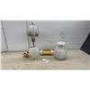Image 1 : Vintage: Table Lamp with Pagoda Shade, 21" H. Hook-On Bed Lamp, and Ceiling Fixture