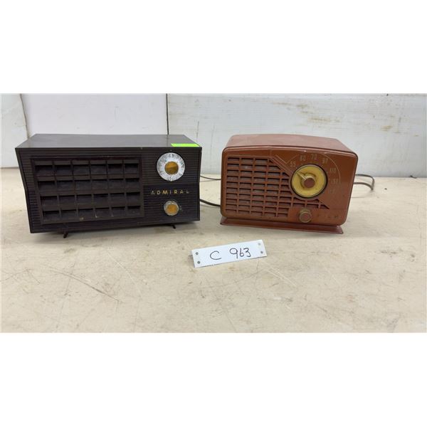 Admiral 5Q3X and Philips 208 "Little Jewel" Vintage Tube Radios, Circa 1947, Admiral Has No Power