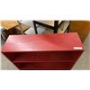 Image 3 : Red-Painted Three-Shelf Wooden Bookcase with Blue-Gray Interior Back Panel 12 x 37 x 37