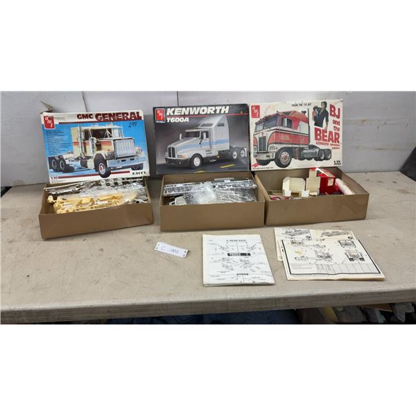 AMT Ertl 1/25 Scale Semi-Truck Model Kits, GMC General, Kenworth T600A, and More